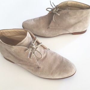 TODS Suede Nude Oxford Booties